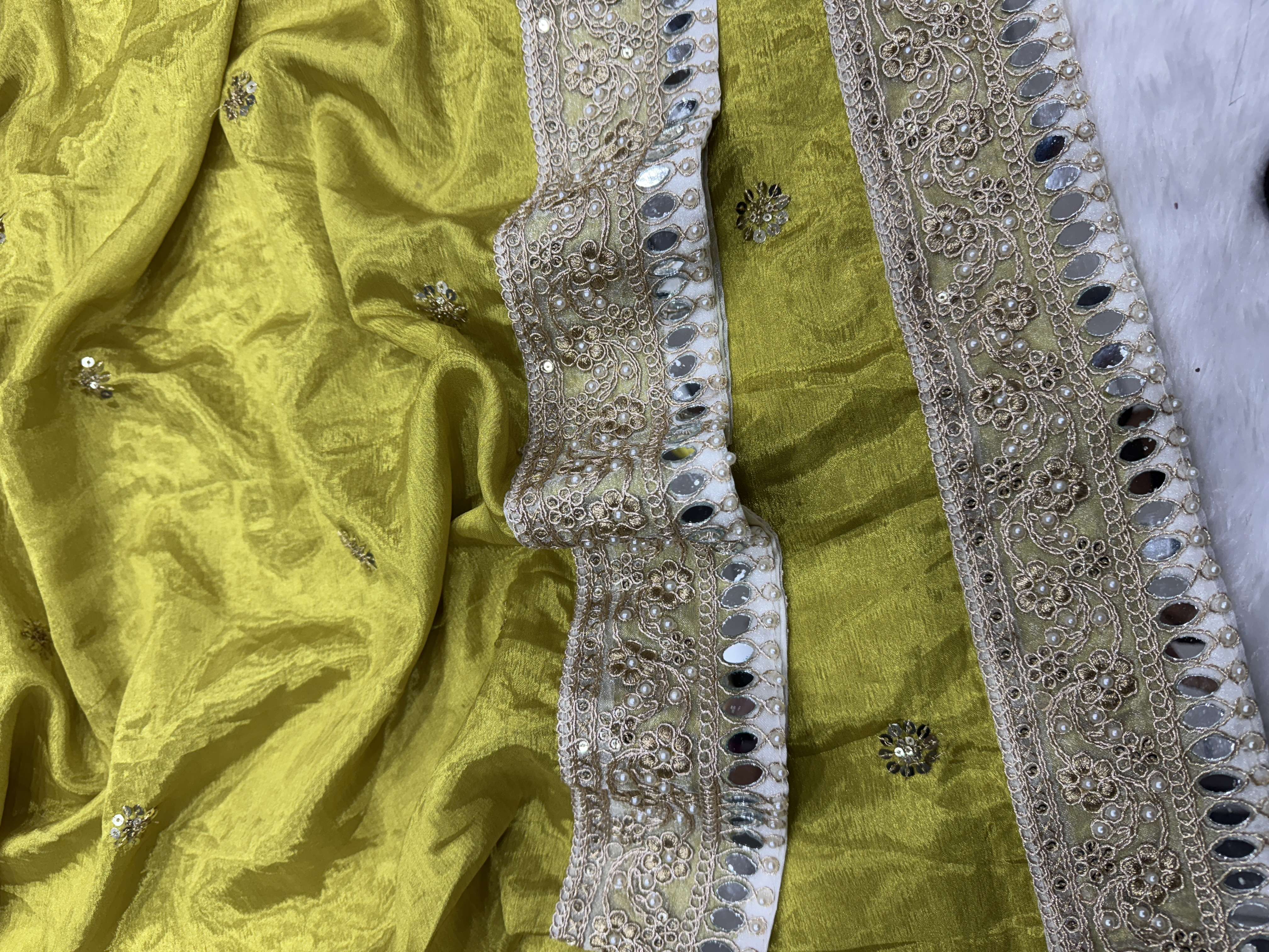 Shaded in beautiful color in soft chinnon fancy fabric saree wholesale in surat 5522